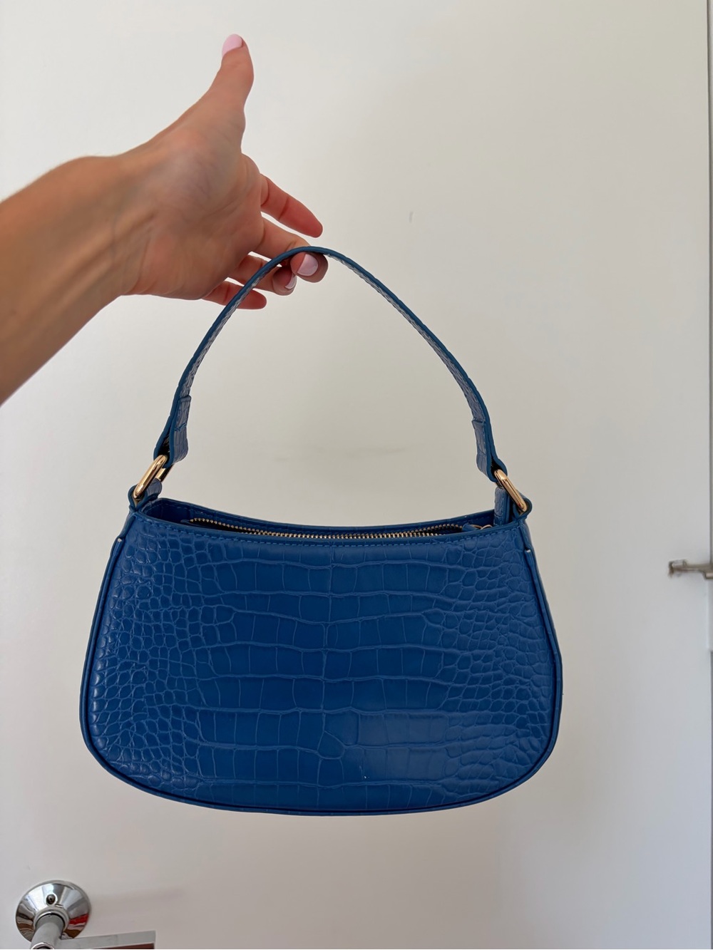 Abercrombie & Fitch Blue Croc-Embossed Mini Shoulder Bag